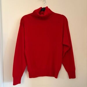 100% Cashmere Red Turtleneck Size Medium